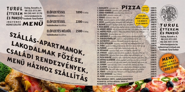 Turul Etterem tanyeralatet menu 2026 majus